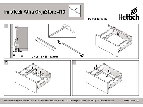 Разделитель продольный для Лотка OrgaStore 410 для InnoTech Atira, антрацит, Art.9194622, Hettich