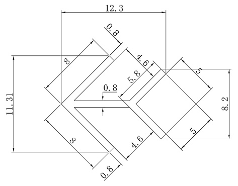 Планка матовая, угловая универсальная для мебельных щитов 4мм,L=600мм