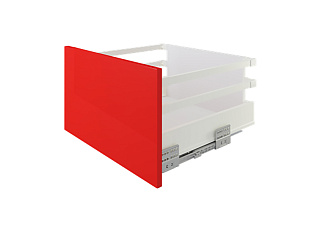 Ящик полного выдвижения СТАРТ 300 мм push to open, белый, с двумя прямоугольными релингами, Boyard