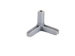 Уголок сборочный 3d с отверстием и резьбой M8, серый металлик, Алюмформ