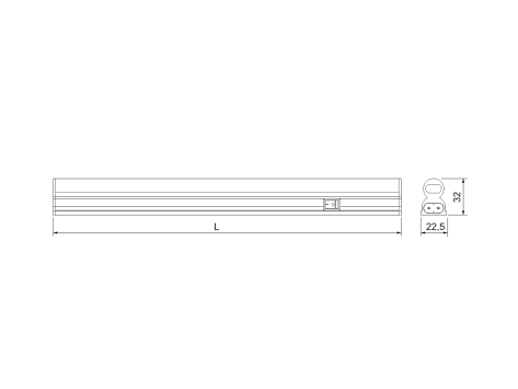 Светильник LED линейный Line 1E 220В, 7Вт, 570х23х33мм, с сет каб. 1м, 504-616Лм, свет белый 4000K
