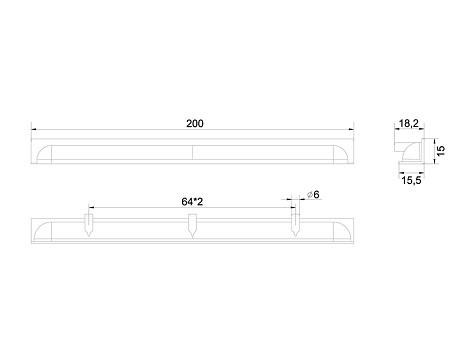 Ручка мебельная торцевая EVA RT020CP.1/000/200, хром, Boyard