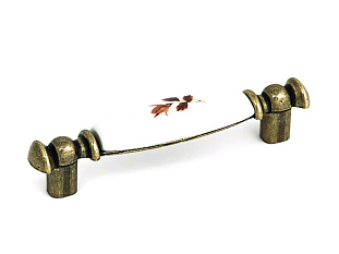 Ручка мебельная, скоба RS115AG/16, 96 мм, Китай, металл/керамика, старое золото