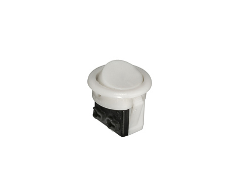 Выключатель мебельный врезной D23, пружин. контакты для кабеля 0,5 - 1 мм2, (max 250V/6A), белый