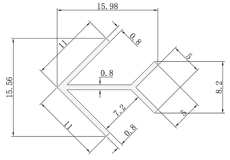Планка матовая, угловая универсальная для мебельных щитов 6мм, L=1200мм