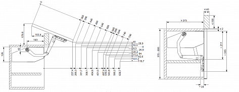 Механизм диаг-го открывания Free Swing S3sw для фасадов H670-800мм/2,9- 6,5кг серый Art. 372.34.520 (в к-те с серыми загл.), Hafele