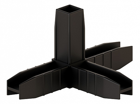 ЛОФТ НД каркасная система, узловое соединение 4х-стороннее 3D (№4), черный матовый