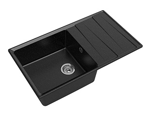 Мойка кухонная Granfest GF - LV-860L, 860х500x200мм, черный, искусственный камень, в комплекте