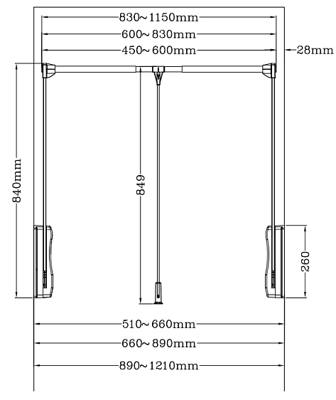 Пантограф в нишу 510-660 мм хром/чёрный , до 10 кг G05 01