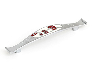 Ручка мебельная, скоба FS-122, 128 мм, белая/красная эмаль, хром, Валмакс