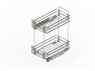 Бутылочница выкатная на 2 полки в модуль 300мм на направляющих Hettich Actro с доводчиком (в комплекте), хром