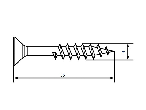 Шуруп по дереву и ДСП потай PZ 4х35 (1000 шт.) оцинков.