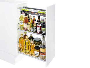 Комфорт II  300 мм, левый, высота 654 мм, Арена КЛАССИК, 2 полки, хром, цвет дна серый, Art. 2377140005, Kessebohmer