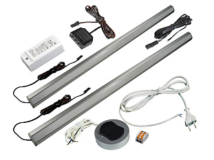 Комплект угл. профиля2*0,5м с LED лентой/холодный свет/выкл/сет.шнур