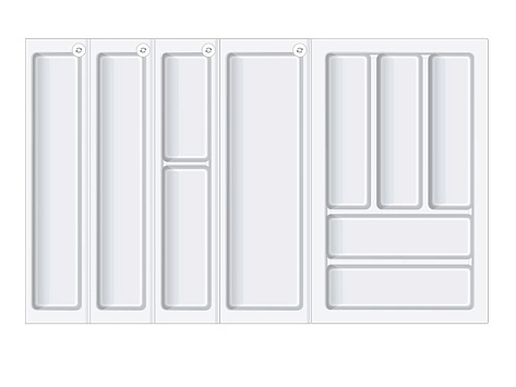Лоток для столовых приборов BLOKI PC14 + PC12 + PC11 + PC10, 480мм, для ящика шириной 800мм, белый, Boyard