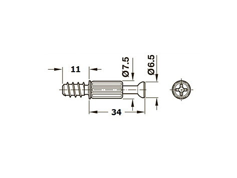 Шток ввинчиваемый, зажимной S200 "Minifix Standard", М5/11/34мм Art. 262.28.671, HAFELE