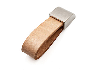 Ручка мебельная, кнопка GU53, бежевая кожа, сатин, Gamet