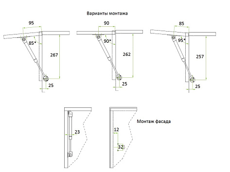 Газ-лифт 60N с доводчиком Art 595K100606X3000, FGV