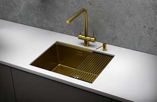 Мойка кухонная Granula 6045U, 600х445мм, золото сатин, нерж сталь