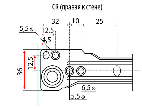 Направляющие роликовые для ящиков 250мм, белый