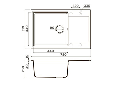 Мойка Omoikiri Daisen 78-LB-CA , 780х510х230мм, Artgranit/карамель