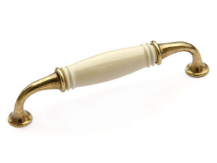 Ручка мебельная, скоба Limoges, 128 мм, керамика, античная бронза, Metakor