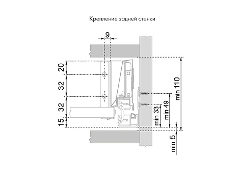 Внутренний ящик  СТАРТ 450 с доводчиком, серый, Boyard, добавить панель SBW08/GR/1200