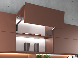 Механизм Multi Mech, рычаг 345 для фасада высотой  860-1040 мм, A1, белые крышки, в компл. с петлями Art. 12408461000101, Samet