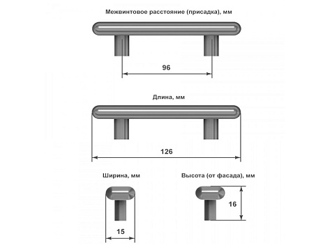 Ручка-профиль UA111, 96 мм, алюминий, хром, Gamet