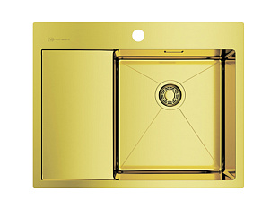 Мойка Omoikiri Akisame 65-LG-R 650х510х200мм, выпуск 3 1/2, нержавеющая сталь/светлое золото, в комплекте