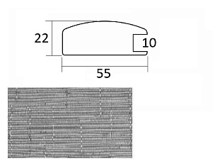 Рамочный профиль А-2201 паз 10мм 55х22х2800, жаккард серебро, Absolut