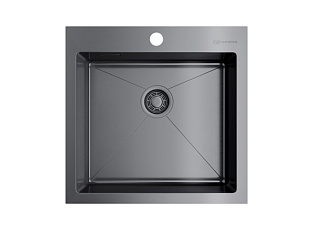 Мойка Omoikiri Akisame 51-GM 510х510х200мм, выпуск 3 1/2, нержавеющая сталь/вороненая сталь, в комплекте