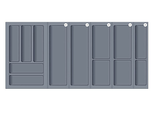 Лоток для столовых приборов BLOKI PC14 + PC12 + PC13 + PC11, 480мм, для ящика шириной 1050мм, графит, Boyard