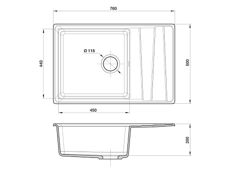 Мойка кухонная Granfest GF - LV-760L, 760x500x200мм, бежевый, искусственный камень, в комплекте