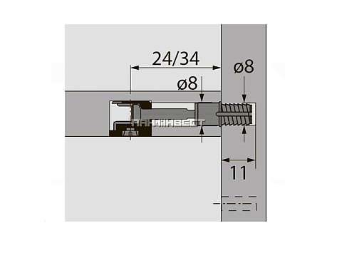 Шток быстрого монтажа DU 324 Rapid S, зажимной размер 20 мм, диаметр 8 мм Art. 9046180, Hettich