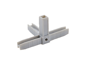 Уголок сборочный 4d с отверстием и резьбой M8, серый металлик, Алюмформ