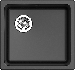 Мойка кухонная Rivelato BERKANA BK-45, 485х455х200мм, черный, искусственный камень, в комплекте