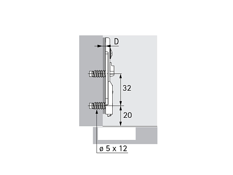 Монтажная планка для петли Sensys/Intermat H=1,5 линейная с эксц. рег. с винтами Art. 9133874, Hettich