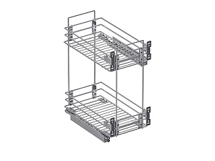 Бутылочница выкатная на 2 полки 450х360х530мм, модуль 400мм, с нижним креплением, направл. с доводчиком (в комплекте), Hettich, Хром
