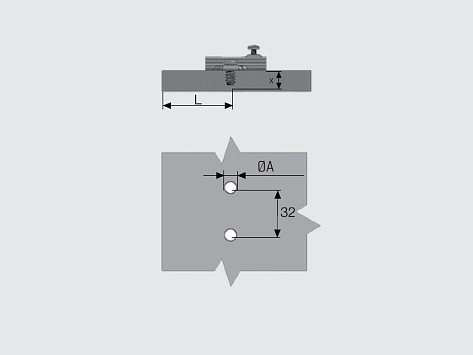 Монтажная планка для петли STAR, дистанция 7 мм, с евровинтом 6,3х14 мм Art. 102432, Samet