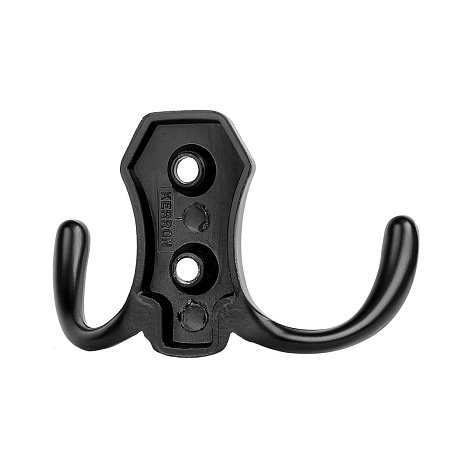 Крючок мебельный K203BL.2, двухрожковый, матовый чёрный, Китай