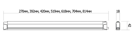 Светильник LED линейный Line-3 220В,  4Вт, 22LED 2835 330Лм, 270х18х42мм, свет белый 4200K с выкл. белый пластик