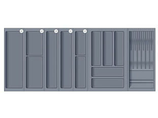 Лоток для столовых приборов с блоком для ножей BLOKI PC14 + PC12 + PC10 + PC11 + PC13 +  PC15, 480мм, для ящика шириной 1150мм, графит, Boyard