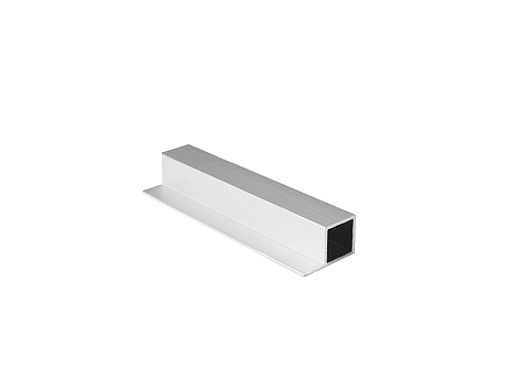 Профиль квадратный алюминиевый для полки, 4200 мм, серебро браш