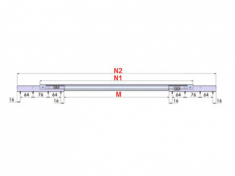 Набор фурнитуры для раздвижного стола внутренний синхронный HMR 88 (HMR-F), MEPA
