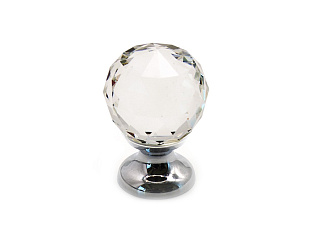Ручка мебельная, кнопка Crystal, D30, кристалл, хром, Metakor