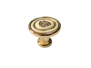 Ручка мебельная, кнопка MARTA RC108GP.4/W, золото/белый, Boyard