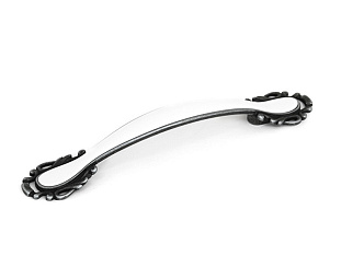 Ручка мебельная, скоба FS-141, 96 мм, белый пластик, старое серебро, Валмакс