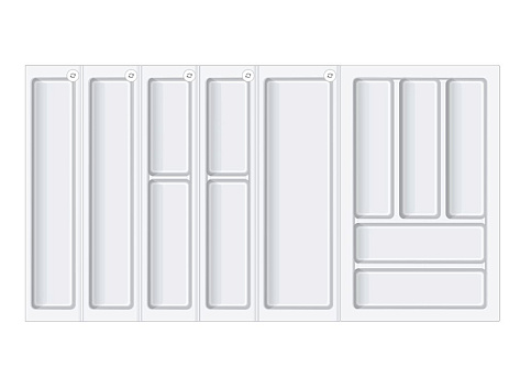 Лоток для столовых приборов BLOKI PC14 + PC12 + PC11 + PC10, 480мм, для ящика шириной 900мм, белый, Boyard