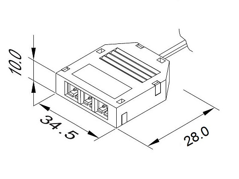 Колодка распределительная 3 порта L815 (мама) 12V/36W, провод 1,5м 2x0.34мм2, чёрный с коннектором L813 (папа)